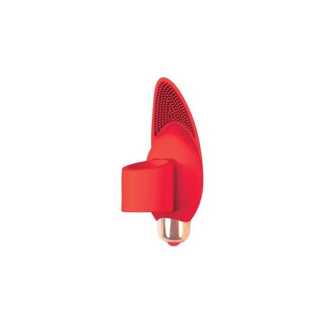 Красный вибростимулятор с петелькой под палец - 8 см - SWEET TOYS