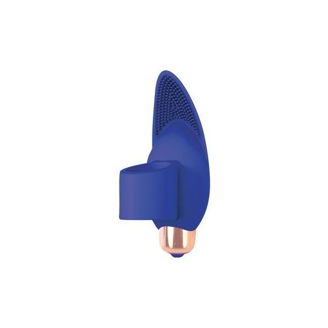 Синий вибростимулятор с петелькой под палец - 8 см - SWEET TOYS