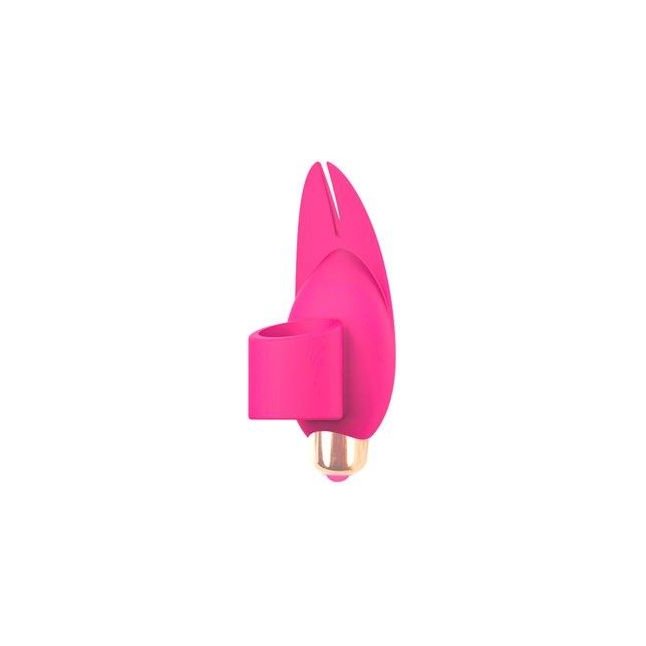 Розовый вибромассажер с петелькой под палец - 8 см - SWEET TOYS
