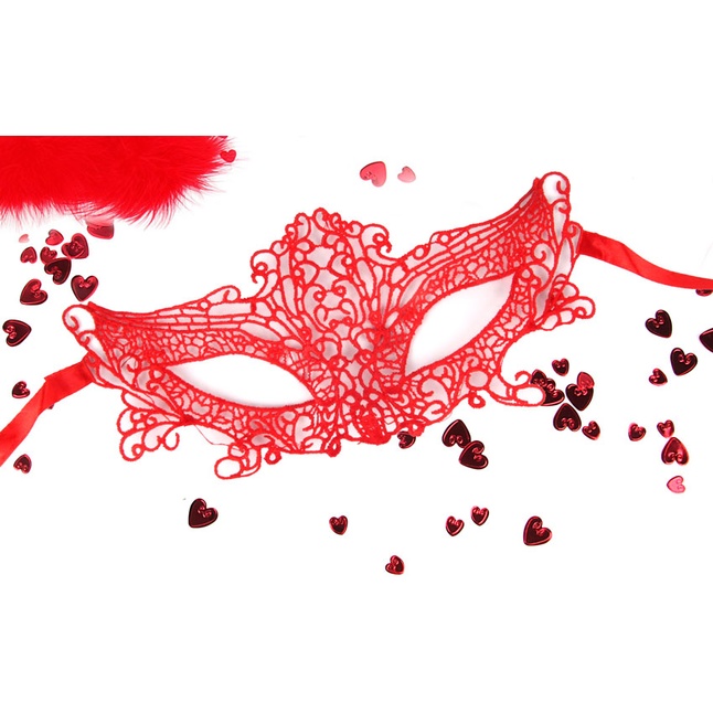 Красная ажурная текстильная маска Марлен - EROWOMAN-EROMAN