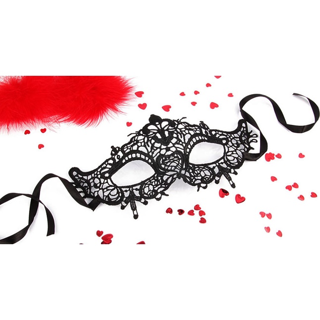 Черная ажурная текстильная маска Памелла - EROWOMAN-EROMAN