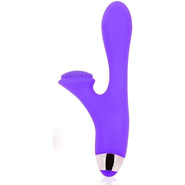 Фиолетовый вибромассажер с клиторальным стимулятором с шипиками - EROWOMAN-EROMAN