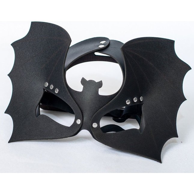Черная кожаная маска на глаза Летучая мышь - BDSM accessories