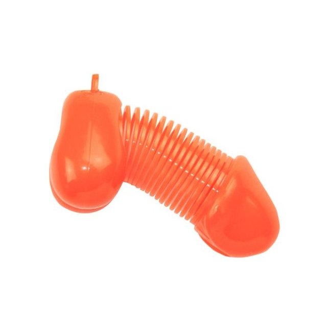 Оранжевый брелок для ключей в форме пениса. Фотография 2.