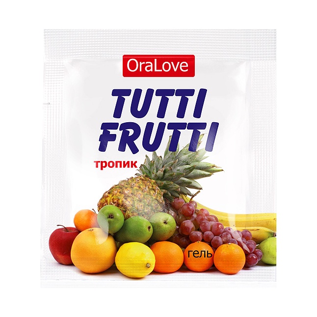 Саше гель-смазки Tutti-frutti со вкусом тропических фруктов - 4 гр - Одноразовая упаковка
