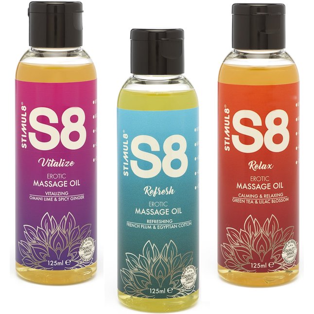 Массажное масло S8 Massage Oil Vitalize c ароматом лайма и имбиря - 125 мл. Фотография 2.