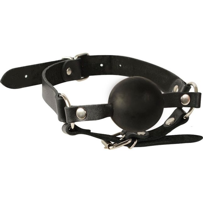 Чёрный кляп-шар на кожаных ремешках с пряжкой - BDSM accessories