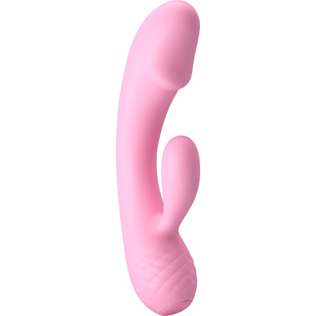 Розовый вибратор Ron с клиторальным отростком - 17,5 см - Pretty Love