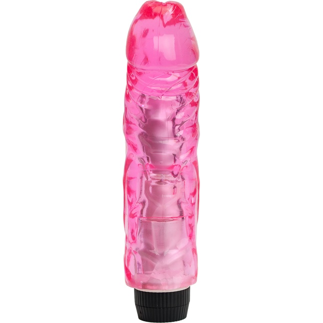 Розовый вибратор-реалистик с венками - 22 см