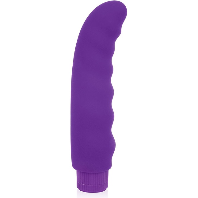 Фиолетовый изогнутый ребристый вибромассажер - 15 см