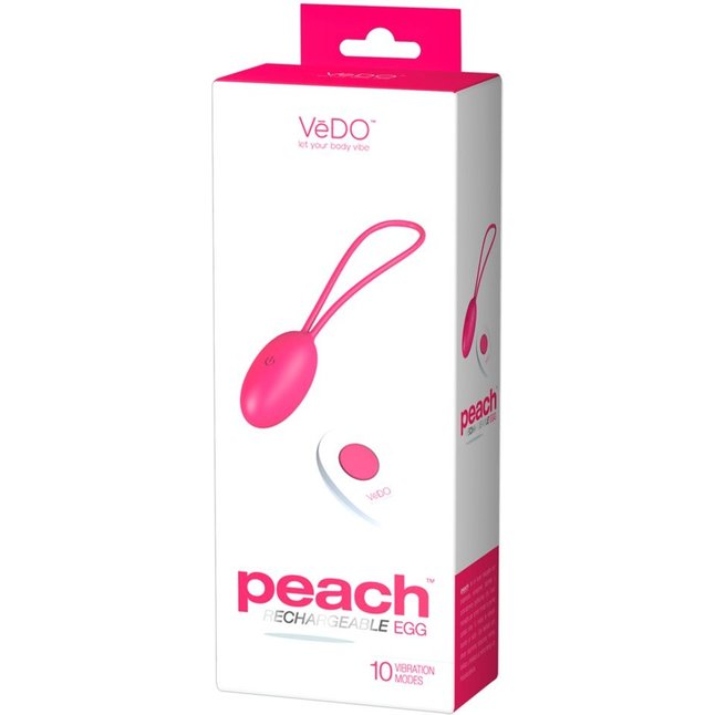 Розовое виброяйцо VeDO Peach с пультом ДУ. Фотография 3.