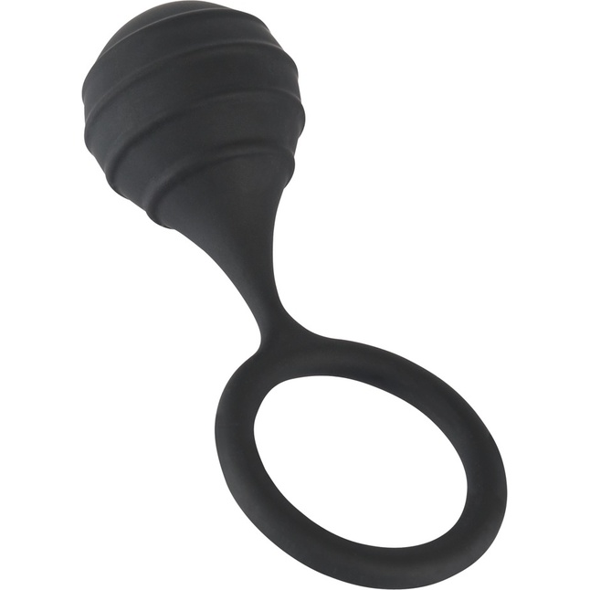 Черное силиконовое кольцо Cock ring weight с утяжелением - You2Toys. Фотография 2.