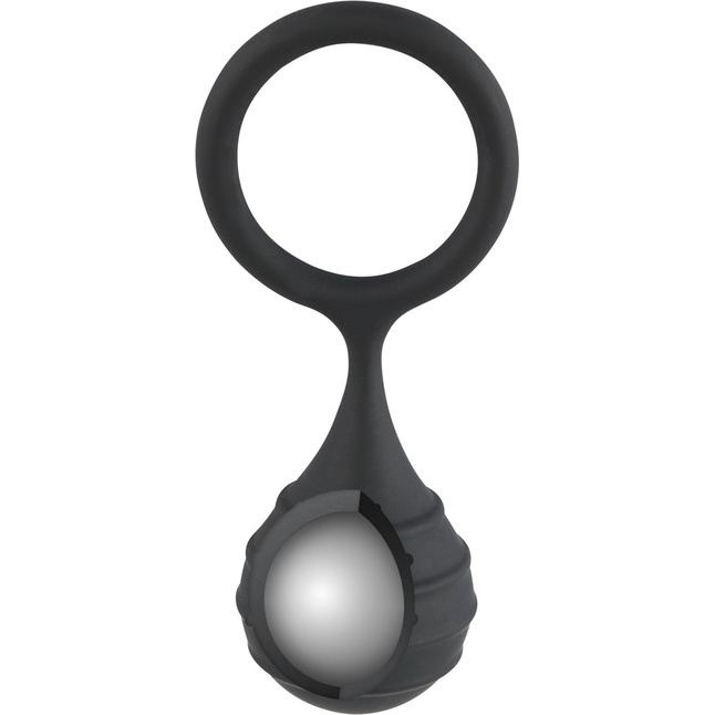 Черное силиконовое кольцо Cock ring weight с утяжелением - You2Toys. Фотография 3.