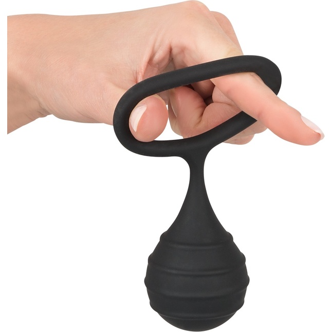 Черное силиконовое кольцо Cock ring weight с утяжелением - You2Toys. Фотография 5.