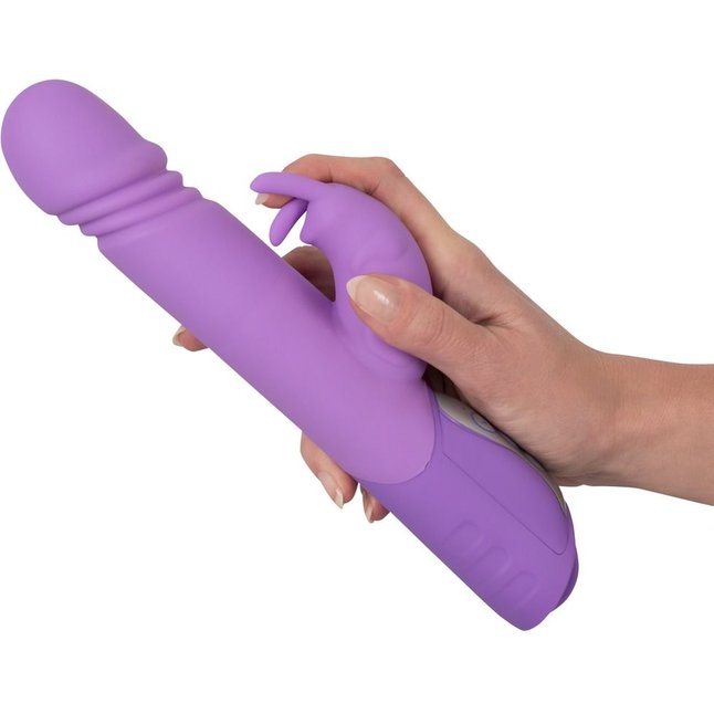 Фиолетовый вибратор Push Vibrator с возвратно-поступательными движениями - 25 см - Smile. Фотография 3.