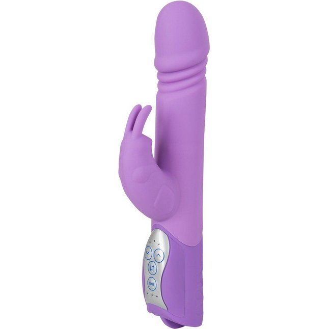 Фиолетовый вибратор Push Vibrator с возвратно-поступательными движениями - 25 см - Smile