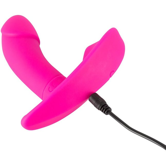 Розовый вибромассажер RC Panty Vibrator со стимулятором клитора - Smile. Фотография 5.