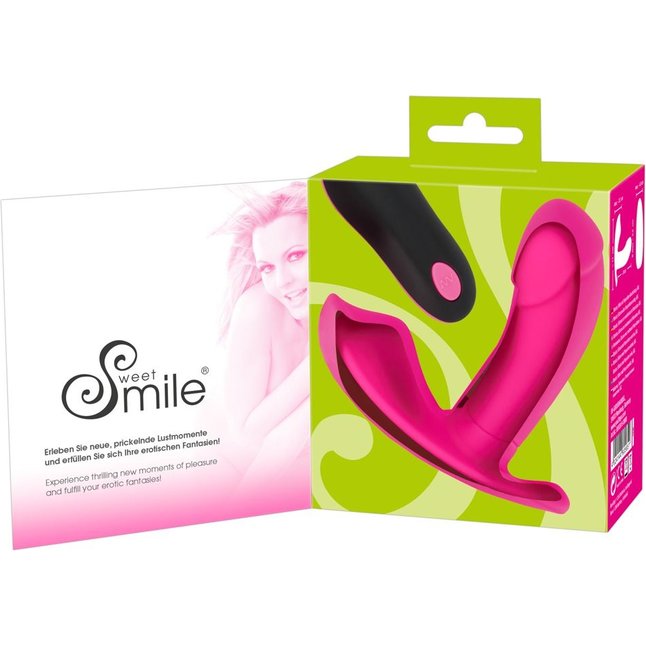 Розовый вибромассажер RC Panty Vibrator со стимулятором клитора - Smile. Фотография 7.
