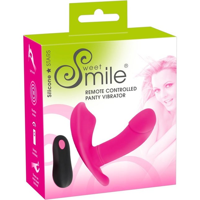 Розовый вибромассажер RC Panty Vibrator со стимулятором клитора - Smile. Фотография 8.