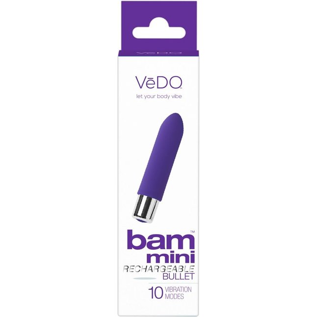 Фиолетовая вибропуля VeDO Bam Mini - 9,5 см. Фотография 3.