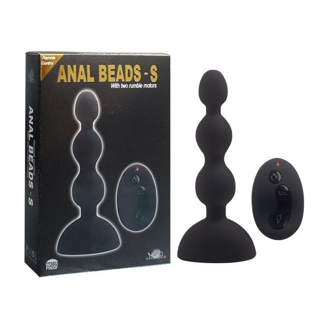 Черный анальный вибростимулятор Anal Beads S с пультом ДУ - 14,5 см.. Фотография 3.