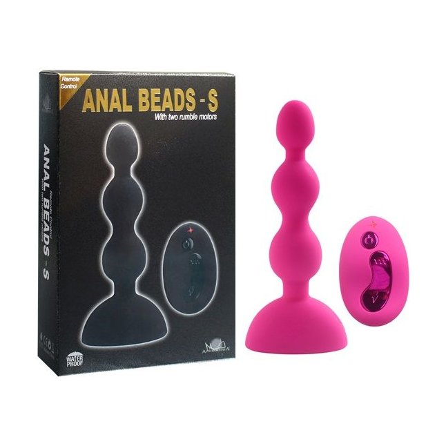 Розовый анальный вибростимулятор Anal Beads S с пультом ДУ - 14,5 см.. Фотография 3.