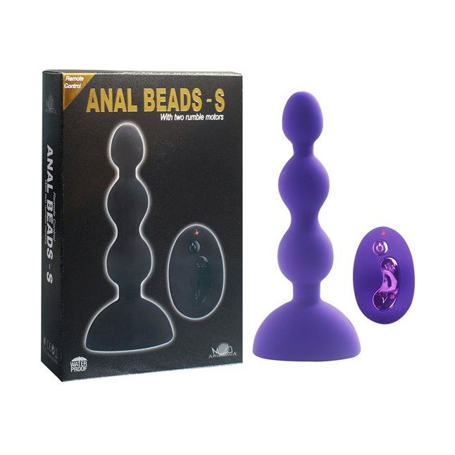 Фиолетовый анальный вибростимулятор Anal Beads S с пультом ДУ - 14,5 см.. Фотография 3.