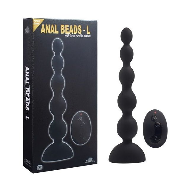 Черный анальный вибростимулятор Anal Beads L с пультом ДУ - 21,5 см.. Фотография 3.