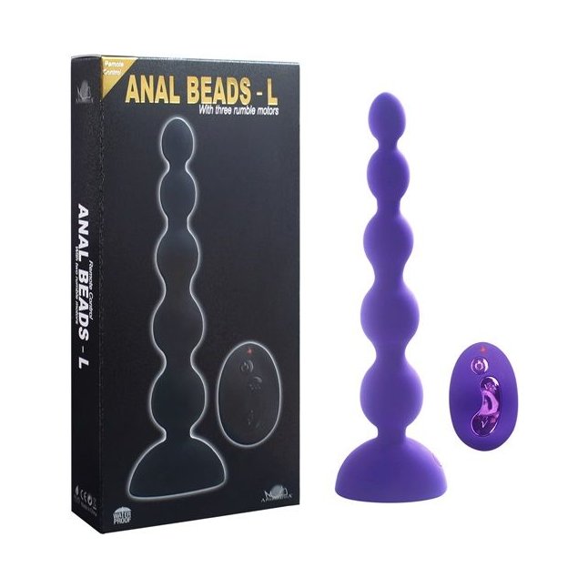 Фиолетовый анальный вибростимулятор Anal Beads L с пультом ДУ - 21,5 см.. Фотография 3.