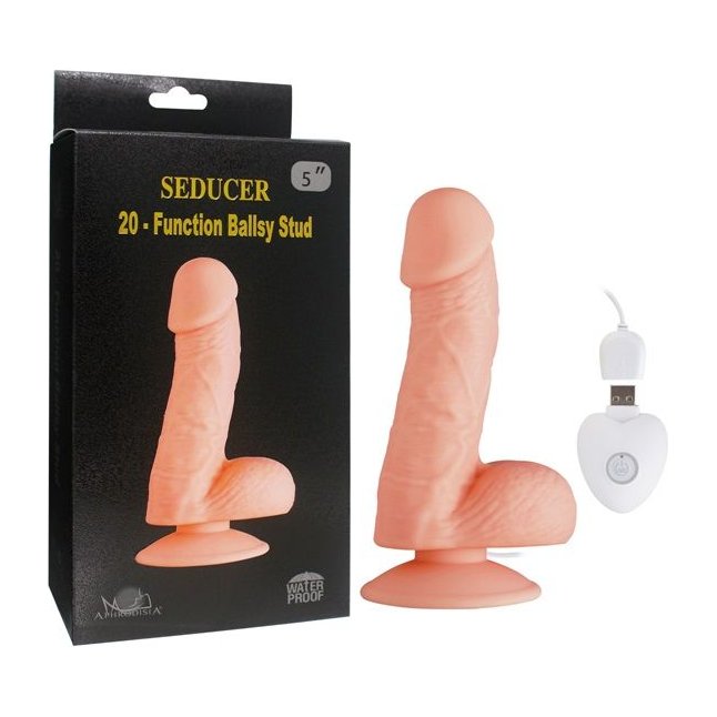 Телесный вибратор SEDUCER 20 Function Ballsy Stud - 16,5 см. Фотография 3.