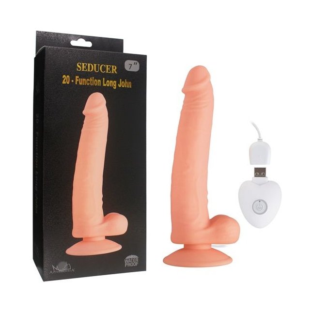 Телесный вибратор SEDUCER 20 Function Long John - 21,5 см. Фотография 3.