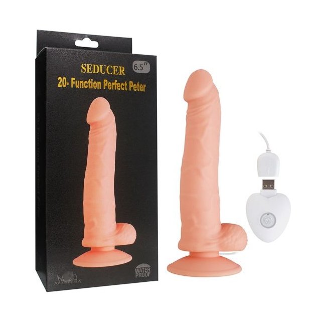 Телесный вибратор SEDUCER 20 Function Perfect Peter - 20,5 см. Фотография 3.