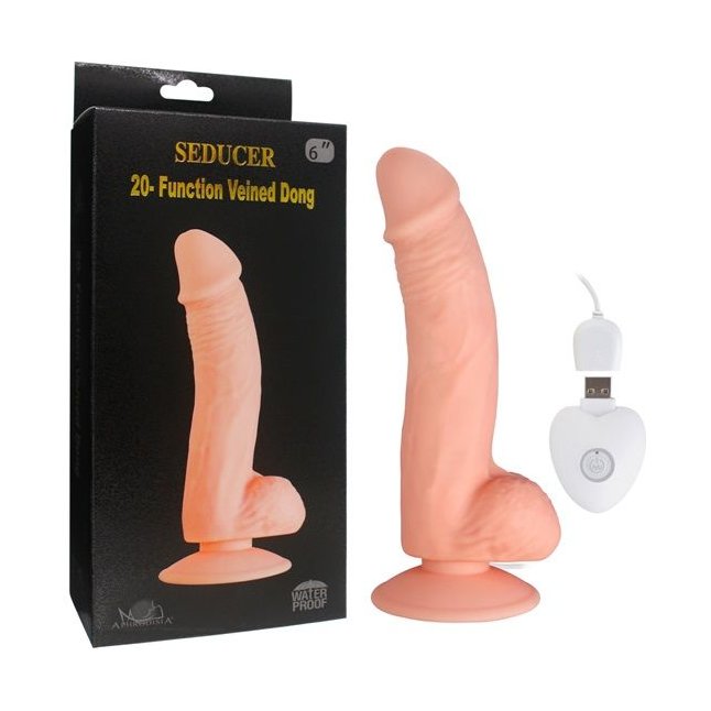 Телесный вибратор SEDUCER 20 Function Veined Dong - 20 см. Фотография 3.