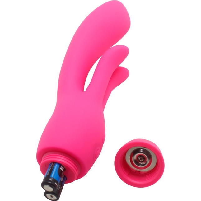 Розовый вибратор INDULGENCE Frolic Bunny - 18,5 см. Фотография 5.