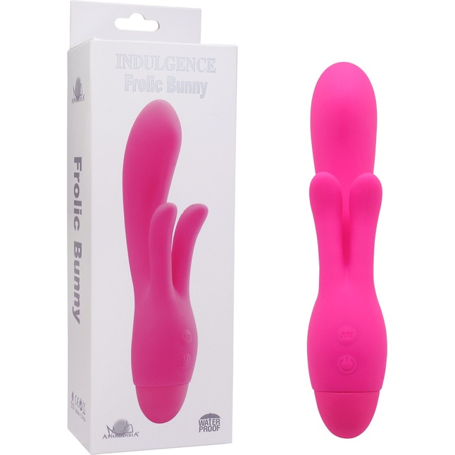 Розовый вибратор INDULGENCE Frolic Bunny - 18,5 см. Фотография 6.