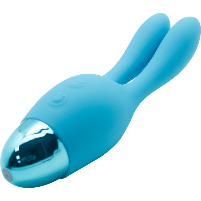 Голубой вибратор INDULGENCE Rechargeable Dream Bunny - 15 см. Фотография 3.