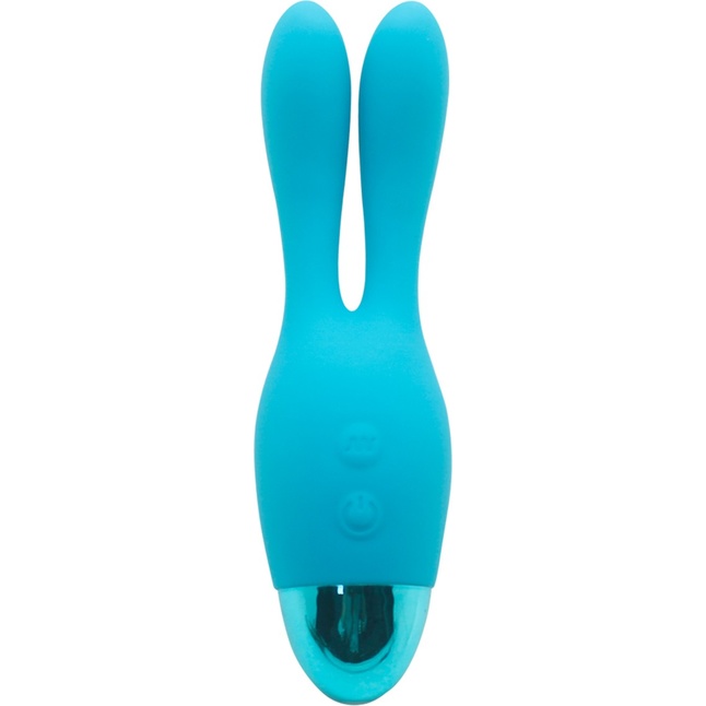 Голубой вибратор INDULGENCE Rechargeable Dream Bunny - 15 см