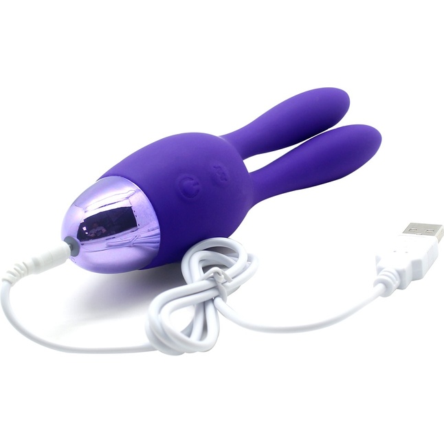 Фиолетовый вибратор INDULGENCE Rechargeable Dream Bunny - 15 см. Фотография 5.
