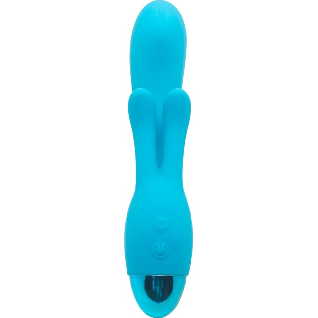 Голубой вибратор INDULGENCE Rechargeable Frolic Bunny - 18,7 см