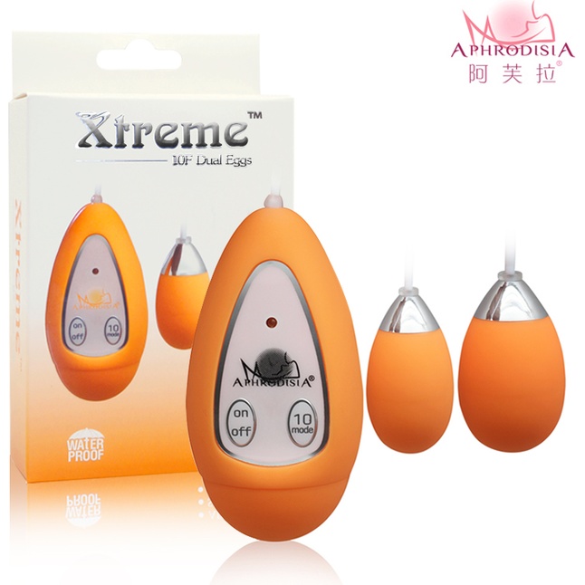 Оранжевые виброяйца Xtreme 10F Dual Eggs. Фотография 2.