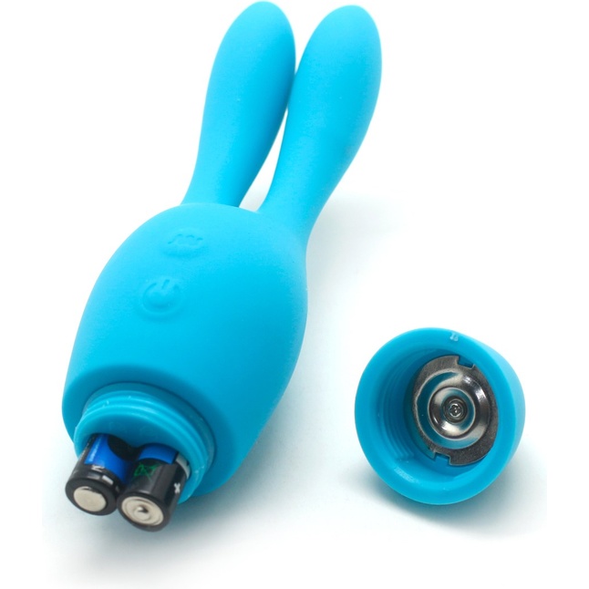 Голубой вибратор INDULGENCE Dream Bunny - 15 см. Фотография 5.