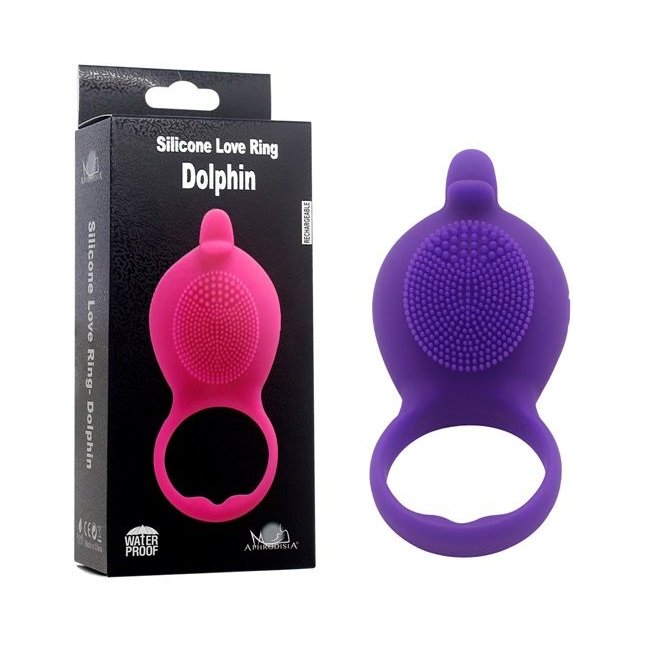 Фиолетовое виброкольцо на пенис Dolphin. Фотография 3.