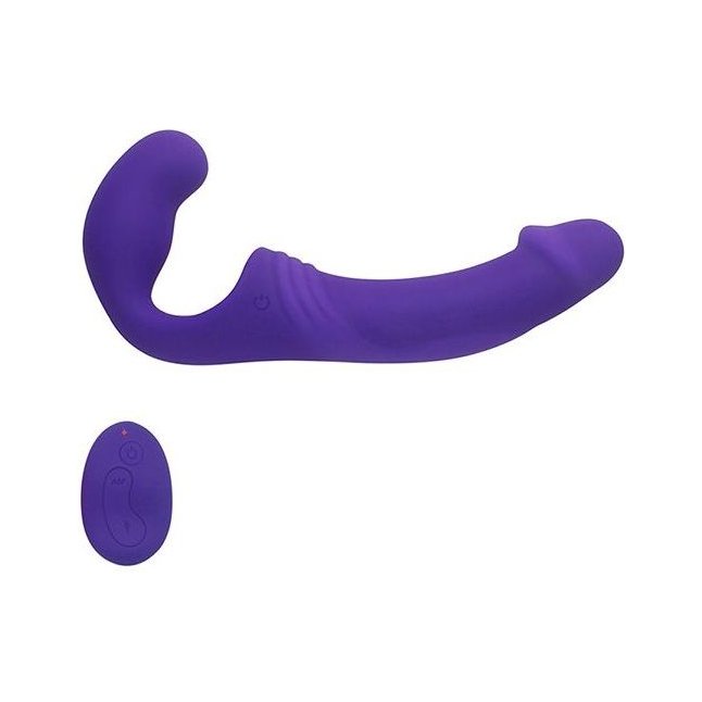 Фиолетовый безремневой вибрострапон с пультом - 21,5 см