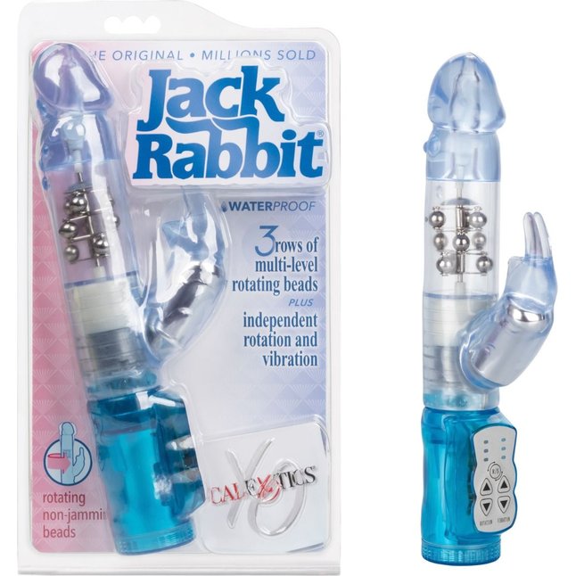 Голубой вибромассажер-кролик Waterproof Jack Rabbit - 24 см - Jack Rabbits. Фотография 8.