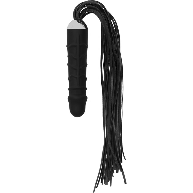Черная плеть с рукоятью-фаллосом Whip with Realistic Silicone Dildo - 45,5 см - Ouch!