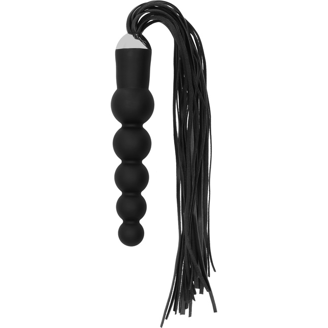 Черная плеть с рукоятью-елочкой Whip with Curved Silicone Dildo - 49,5 см - Ouch!