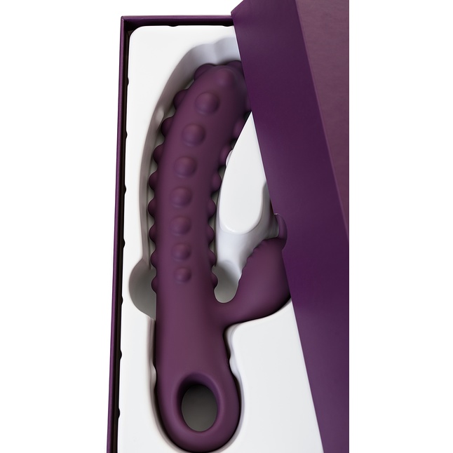Фиолетовый вибромассажер SMON №1 с бугорками - 21,5 см. Фотография 11.