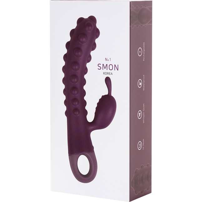 Фиолетовый вибромассажер SMON №1 с бугорками - 21,5 см. Фотография 7.