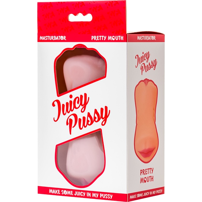 Телесный двусторонний мастурбатор Pretty Mouth - ротик и вагина - Juicy Pussy. Фотография 9.