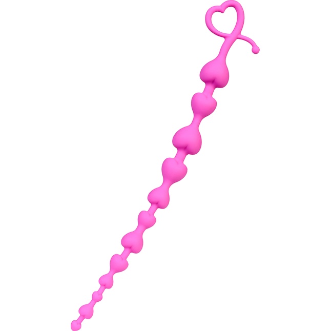 Розовая силиконовая анальная цепочка Long Sweety - 34 см - ToDo